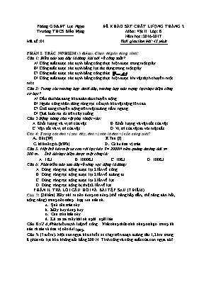 Đề khảo chất lượng tháng 2 Vật lí lớp 8 - Năm học 2016-2017 - Trường THCS Biển Động